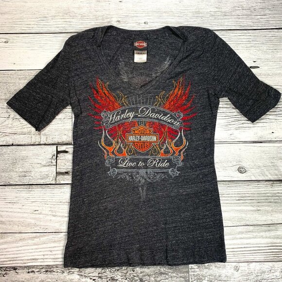Harley Davidson Trev Deeley Motorcycles Canada V-Neck T-Shirt - Picture 1 of 8